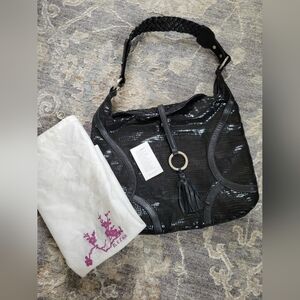 Elezar black leather hobo shoulder handbag purse euc with dustbag